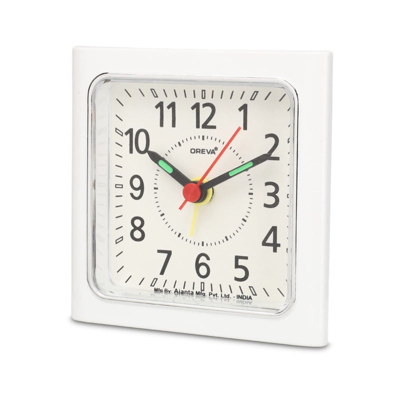 OREVA Bip Alarm Table Clock (White Color 8.9 cm x 3.7 cm x 8.9 cm, AA3187) - Image 2