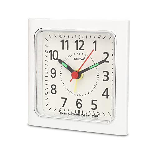 OREVA Bip Alarm Table Clock (White Color 8.9 cm x 3.7 cm x 8.9 cm, AA3187) - Image 1
