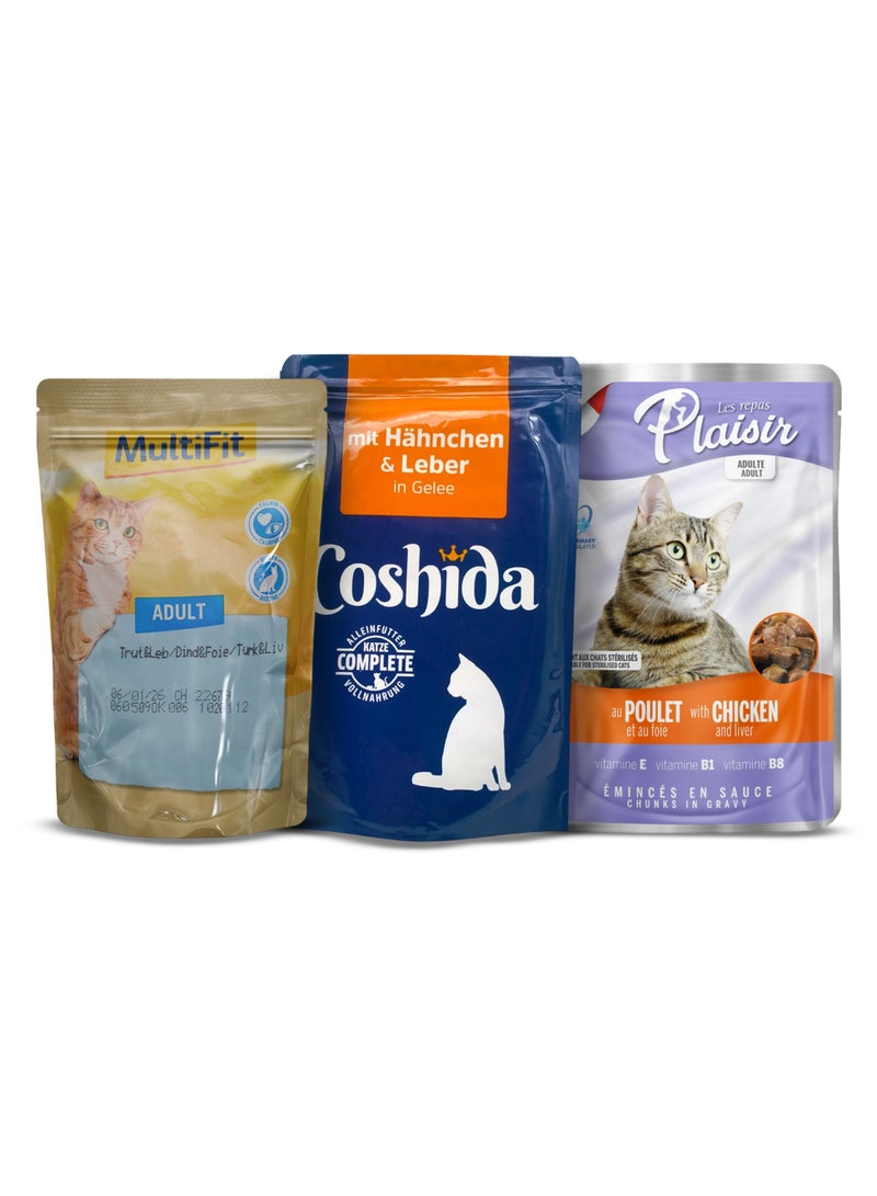 Plaisir Perfect Chicken & Liver Wet Food Trio Pack for Adult Cat: bundle 1