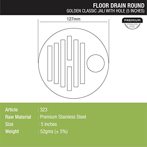 LIPKA Pack of 2 Floor Drain Golden Classic Jali with Hole (5 x 5 Inches) - Image 2