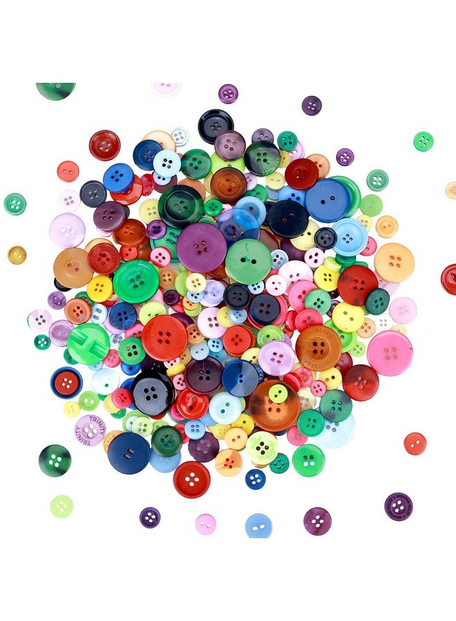 Greentime Button For Craft Mixed Colors Round Multicolored 2 And 4 Holes Resin Buttons For Craft About 300~400Pcs - Image 1