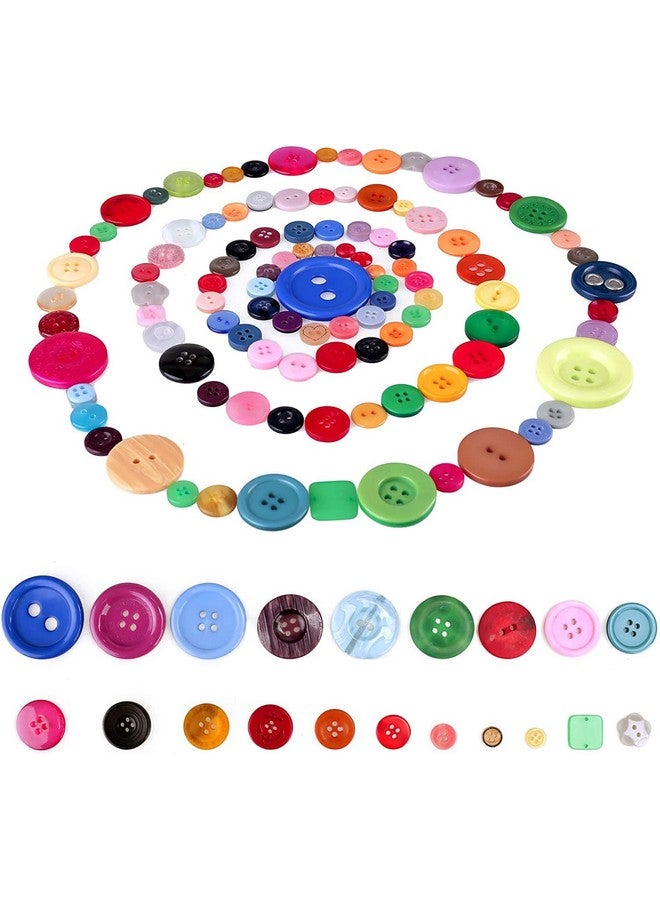 Greentime Button For Craft Mixed Colors Round Multicolored 2 And 4 Holes Resin Buttons For Craft About 300~400Pcs - Image 4
