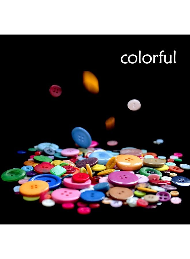 Greentime Button For Craft Mixed Colors Round Multicolored 2 And 4 Holes Resin Buttons For Craft About 300~400Pcs - Image 5