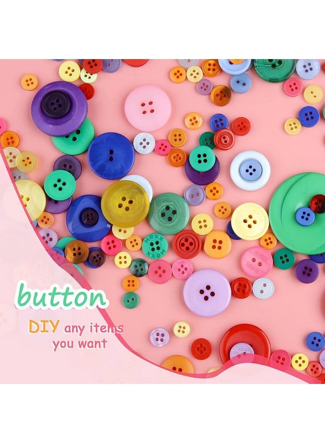 Greentime Button For Craft Mixed Colors Round Multicolored 2 And 4 Holes Resin Buttons For Craft About 300~400Pcs - Image 3
