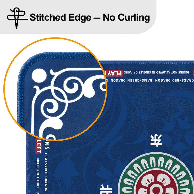 ECOLEMON Crease-Free Mahjong Mat for Table, American Mahjong Mat with Charleston Rules, 31.5 x 31.5 inch Non-Slip Rubber Backing Noise-Reducing Mah Jongg Learning Mat with Carrying Bag (Blue) - Image 3