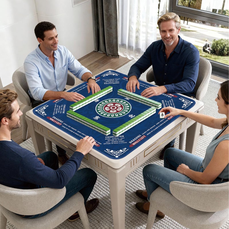 ECOLEMON Crease-Free Mahjong Mat for Table, American Mahjong Mat with Charleston Rules, 31.5 x 31.5 inch Non-Slip Rubber Backing Noise-Reducing Mah Jongg Learning Mat with Carrying Bag (Blue) - Image 5