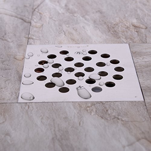 TRUSTMI Square 4-1/4-inch Screw-in Shower Floor Drain Grate Extra Thick SUS 304 Stainless Steel Strainer Replacement, Brushed Nickel - Image 3