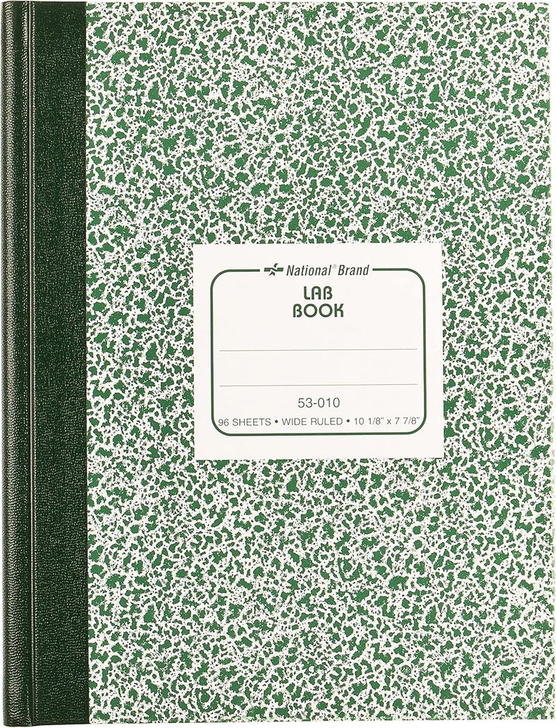 Rediform National 53010 Lab Notebook - 96 Sheets, Wide Ruled, Green Marble Cover, 10 1/8 x 7 7/8 inches - Image 2
