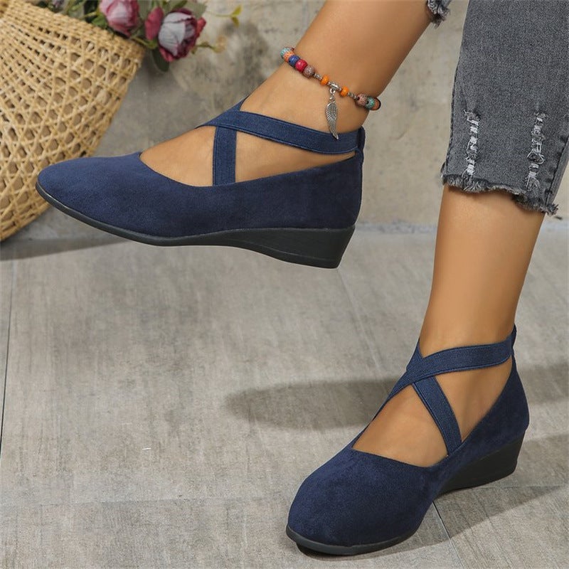 2025 Spring New Style Export Large Size Pointed Toe Wedge Flats Women'S Bean Shoes Sports Casual Shoes For Women - Image 1