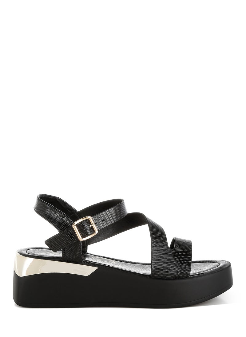 London Rag Chunky Flatform Sandals in Black  - Image 1