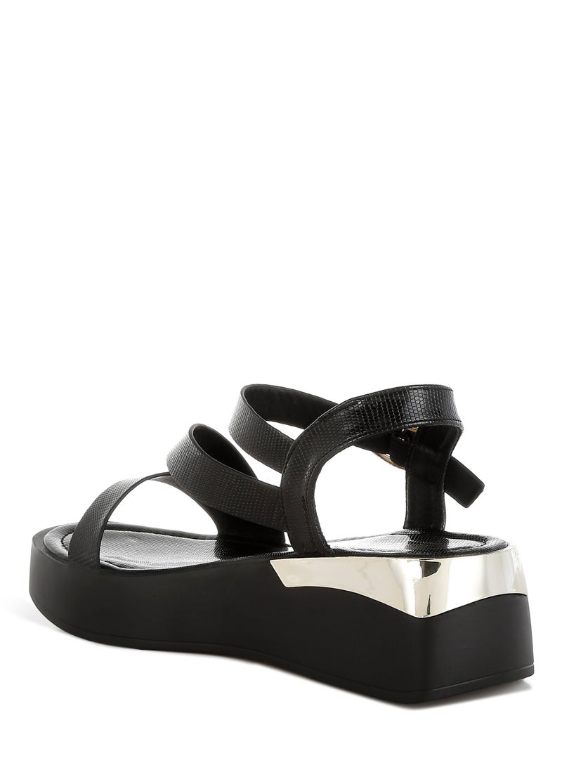 London Rag Chunky Flatform Sandals in Black  - Image 3