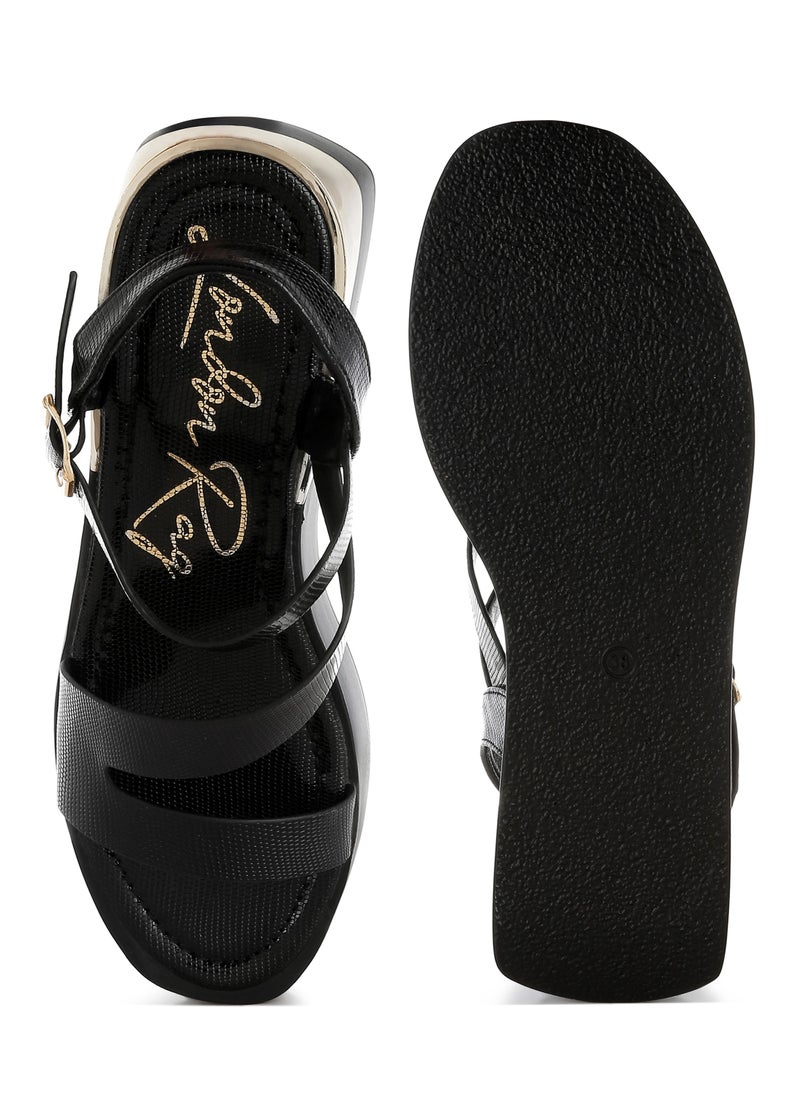 London Rag Chunky Flatform Sandals in Black  - Image 4
