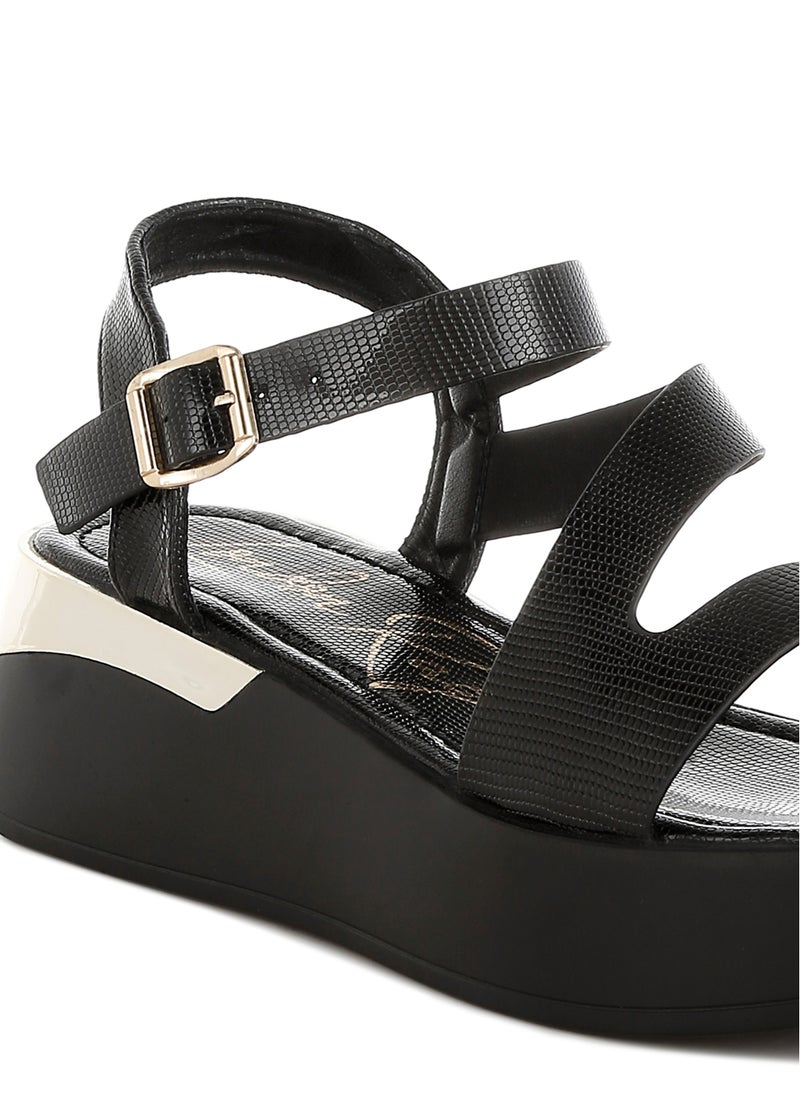 London Rag Chunky Flatform Sandals in Black  - Image 5