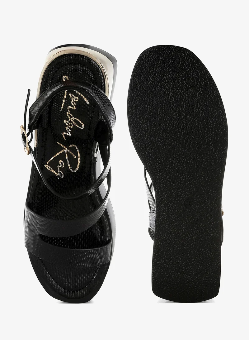 London Rag Chunky Flatform Sandals in Black