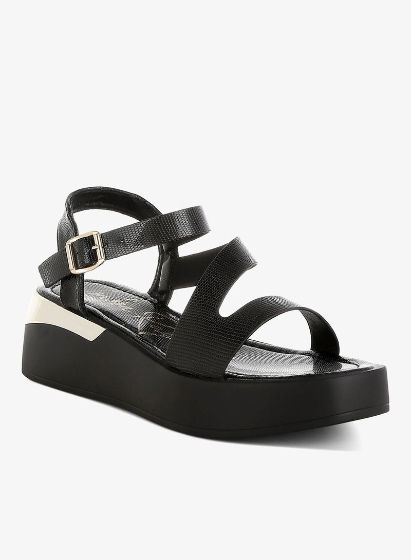 London Rag Chunky Flatform Sandals in Black - Image 2