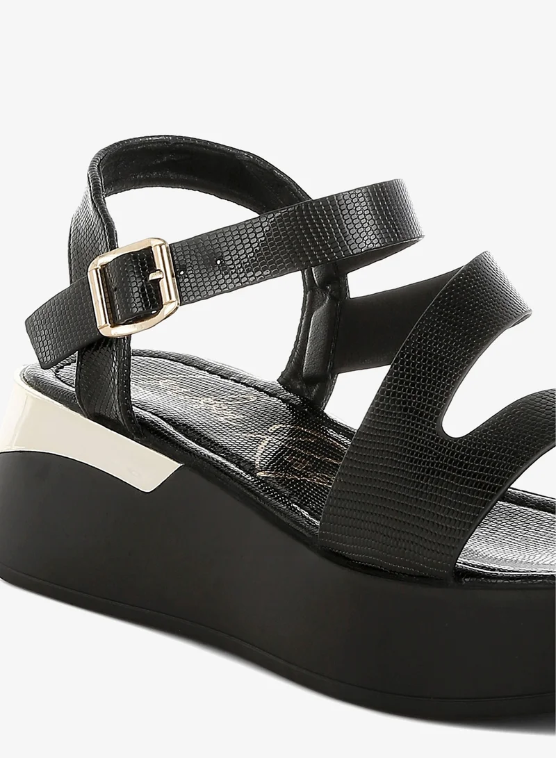 London Rag Chunky Flatform Sandals in Black