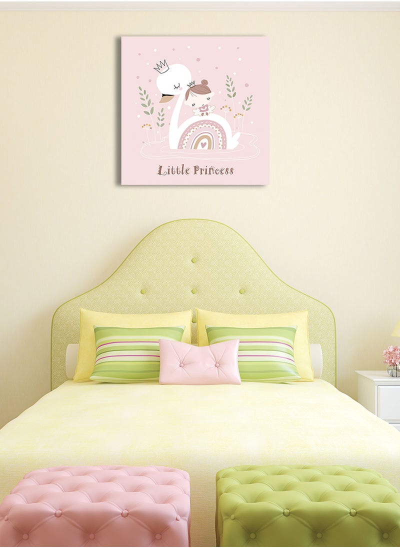 LOWHA Framed Canvas Wall Art Stretched Over Wooden Frame, Little Princess With Swan  Painting, For Home, Living Room, Office Decor  - Image 3