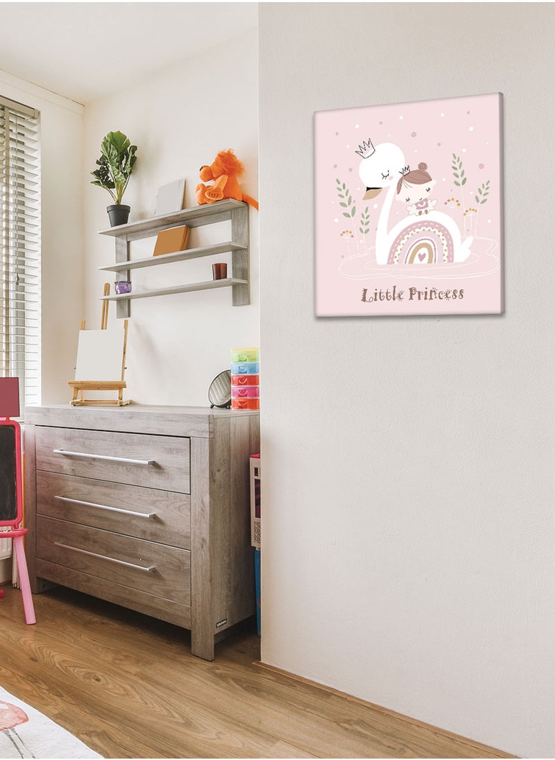 LOWHA Framed Canvas Wall Art Stretched Over Wooden Frame, Little Princess With Swan  Painting, For Home, Living Room, Office Decor  - Image 2