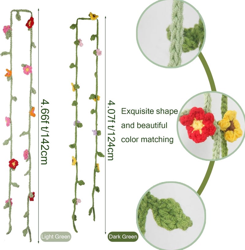 GhuaH 2 Pcs Crochet Flowers Hanging Plant Daisy Sunflower for Accessories Car Flower Arrangement Artifical Sunflower and Wildflowers Crochet Flower for Women Girls Birthday Christmas Party Home - Image 2