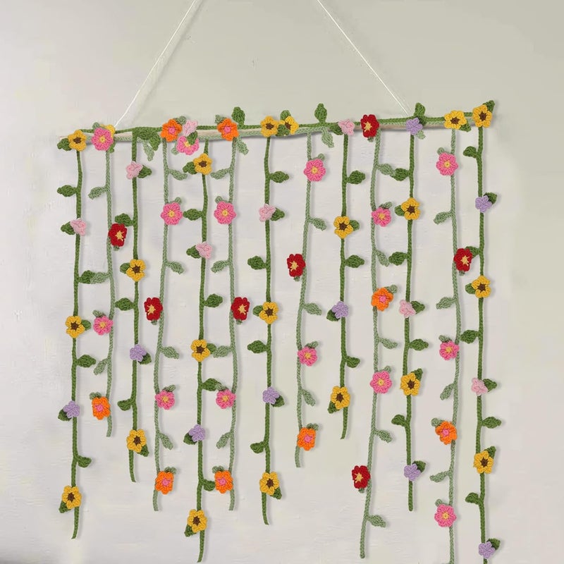 GhuaH 2 Pcs Crochet Flowers Hanging Plant Daisy Sunflower for Accessories Car Flower Arrangement Artifical Sunflower and Wildflowers Crochet Flower for Women Girls Birthday Christmas Party Home - Image 4