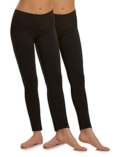 Felina Cotton Modal Leggings (2-Pack) - Extra Lightweight Cotton Pajama Leggings for Women - Small, Black - Image 1