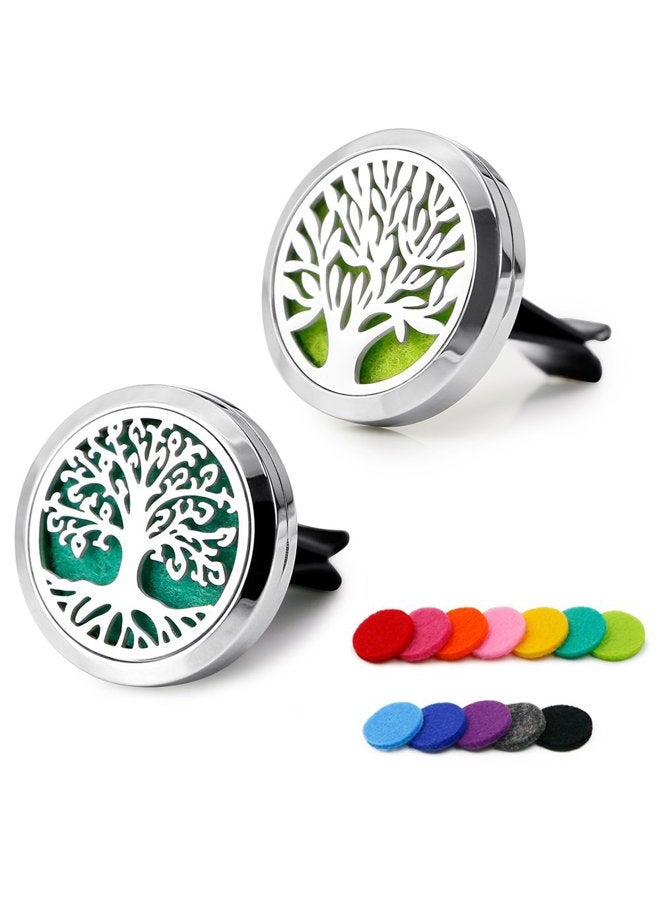 RoyAroma 2PCS 30mm Car Aromatherapy Essential Oil Diffuser Stainless Steel Locket Air Freshener with Vent Clip 12 Felt Pads - Image 1