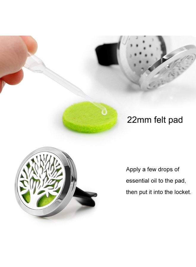 RoyAroma 2PCS 30mm Car Aromatherapy Essential Oil Diffuser Stainless Steel Locket Air Freshener with Vent Clip 12 Felt Pads - Image 2