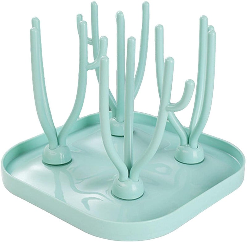 SYGA Foldable Baby Bottle Drying Racks Feeding Cup Nipple Storage Shelf Stand Holder - Green Drying Rack - Image 1