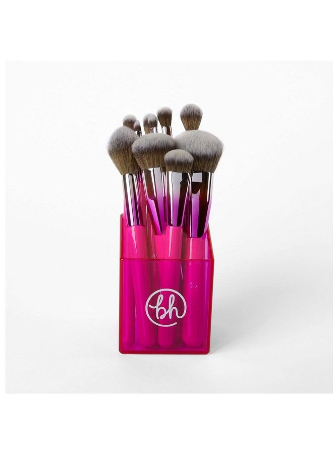 BH STUDIO PRO Makeup Brush Set Midnight Festival Brush Set 10 Piece Brush Collection With Brush Holder (Pink) - Image 2