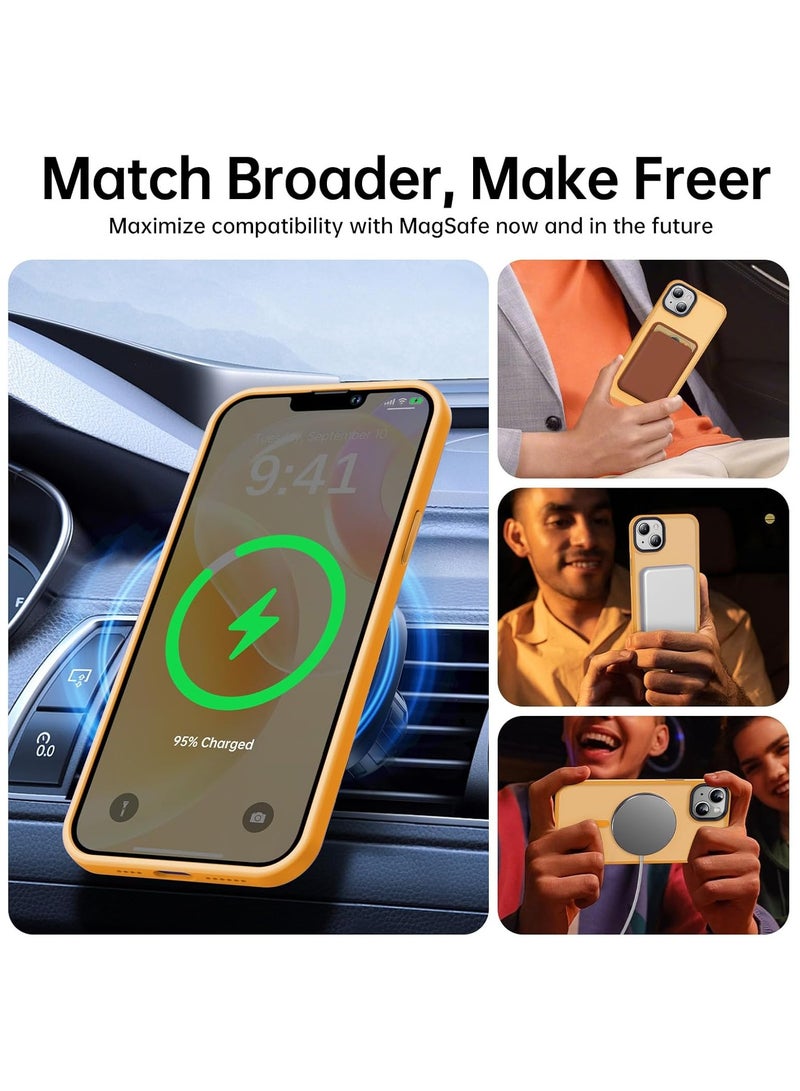 Magnetic Case For iPhone 14 Case Compatible with MagSafe Military Grade Protection Shockproof Translucent Matte Case Anti Scratch Shockproof Phone Case (Orange) - Image 5