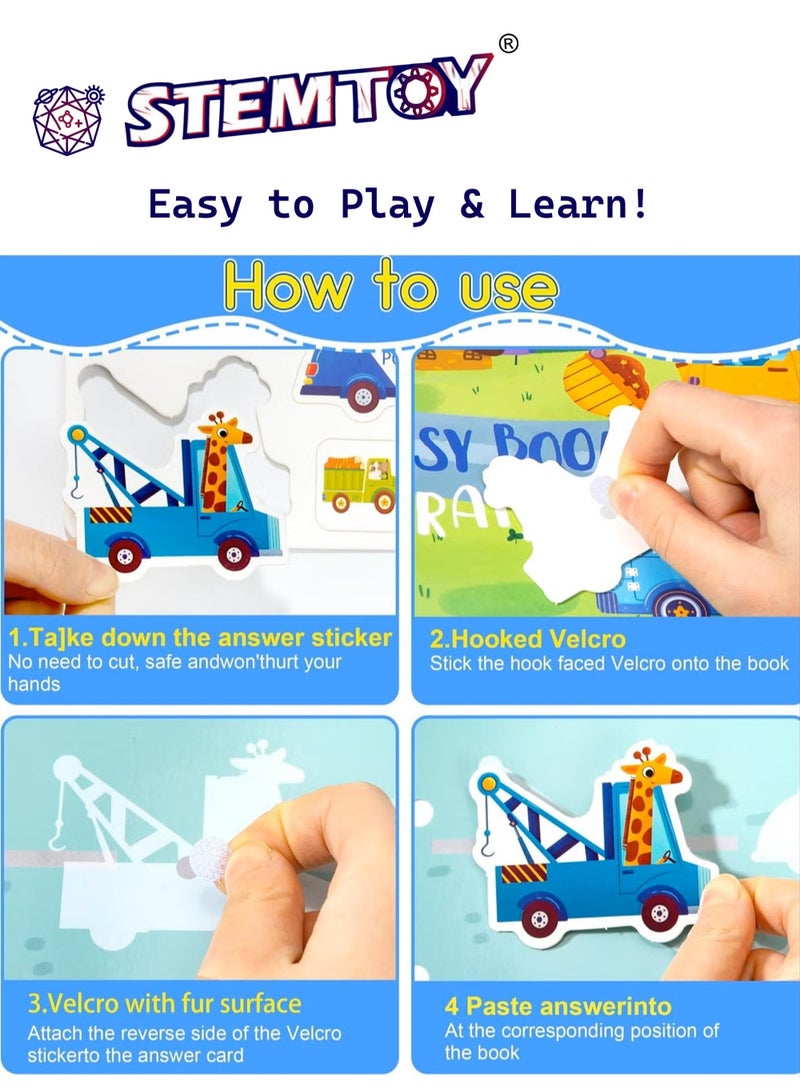 STEMTOY Quiet Book Busy Book for Toddlers, Montessori Homeschool Preschool STEM/ STEAM Educational Toy, Interactive Early Learning Activity, Sensory Cognitive Development Fine Motor Skills, Portable Washable Travel Gift for Babies Kids Boys Girls Ages 3-6, (Traffic Vehicle Theme) - Image 5