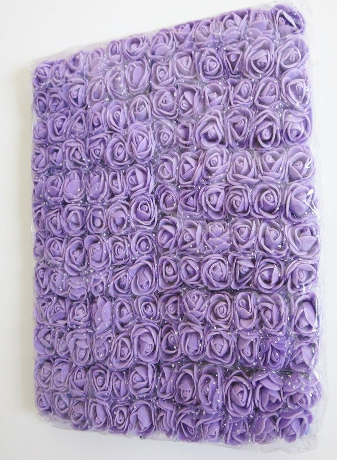 Artfen Mini Fake Rose Flower Heads 144pcs Mini Artificial Roses DIY Wedding Flowers Accessories Make Bridal Hair Clips Headbands Dress (Bottom add Gauze) Purple - Image 2