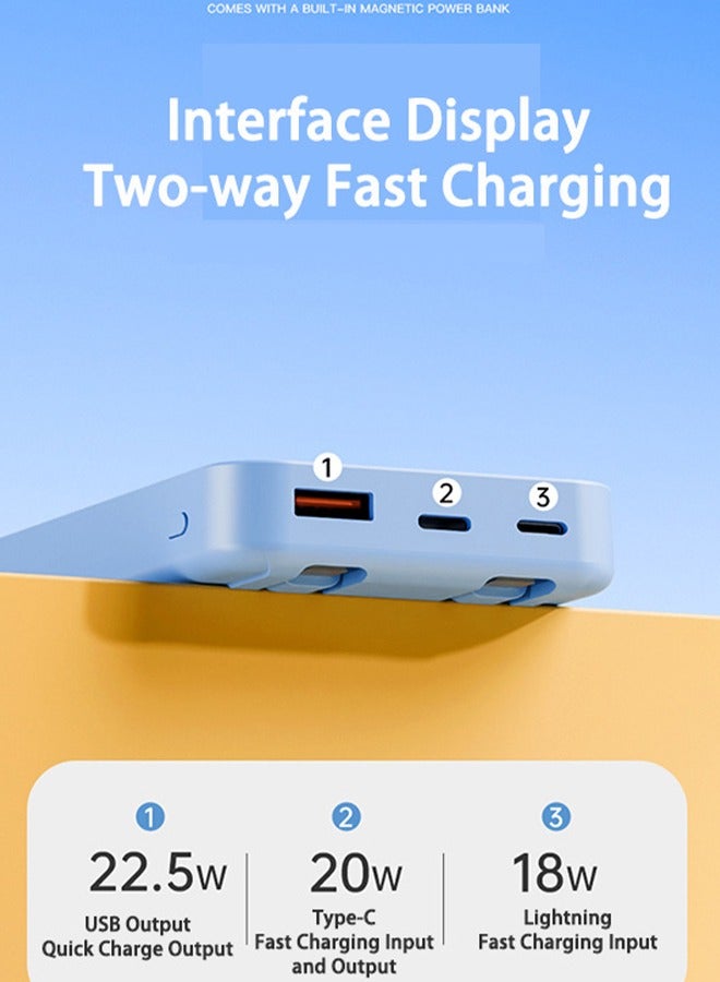 LEXIN 10000mAh Magnetic Wireless Power Bank Portable With Lightning and Type-C Cables,22.5W Wired Fast Charging and 15W Wireless Fast Charging,Black - Image 5