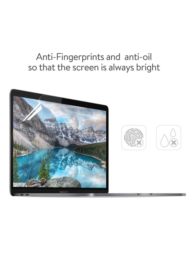 حافظة لامعة 3 في 1 متوافقة مع ماك بوك اير 13 بوصة M1 2022 2021 2020 2019 2018 إصدار A2337 A2179 A1932، حافظة بلاستيكية لامعة صلبة + واقي شاشة + غطاء لوحة مفاتيح، أسود - Image 4