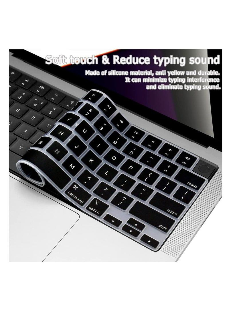حافظة لامعة 3 في 1 متوافقة مع ماك بوك اير 13 بوصة M1 2022 2021 2020 2019 2018 إصدار A2337 A2179 A1932، حافظة بلاستيكية لامعة صلبة + واقي شاشة + غطاء لوحة مفاتيح، أسود - Image 3