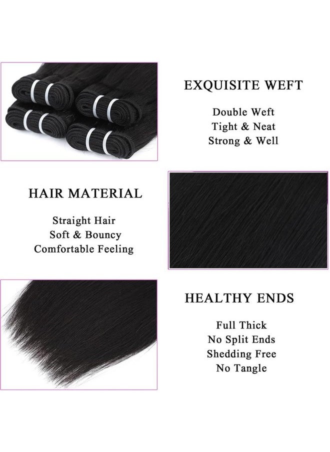 Art Show Hair - 10 inch short hair bundles 10A Brazilian Straight Virgin Hair 4 Bundles Straight Hair 100% Unprocessed Straight Human Hair Bundles 50g/Pcs Natural color (10"10"10"10") - Image 1
