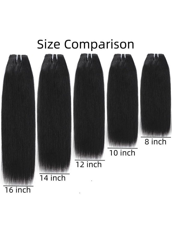 Art Show Hair - 10 inch short hair bundles 10A Brazilian Straight Virgin Hair 4 Bundles Straight Hair 100% Unprocessed Straight Human Hair Bundles 50g/Pcs Natural color (10"10"10"10") - Image 1