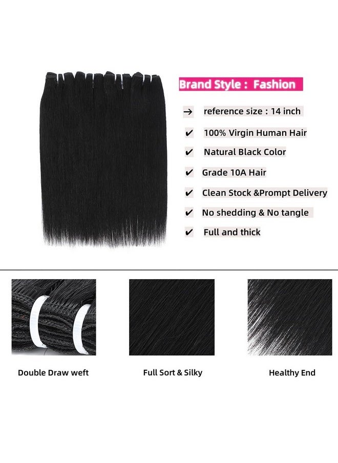Art Show Hair - 10 inch short hair bundles 10A Brazilian Straight Virgin Hair 4 Bundles Straight Hair 100% Unprocessed Straight Human Hair Bundles 50g/Pcs Natural color (10"10"10"10") - Image 1