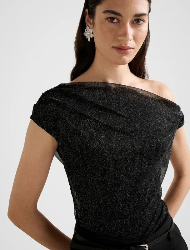 forever new  RYLEE Tipped Shoulder Glitter Top for Women | Best Price UAE