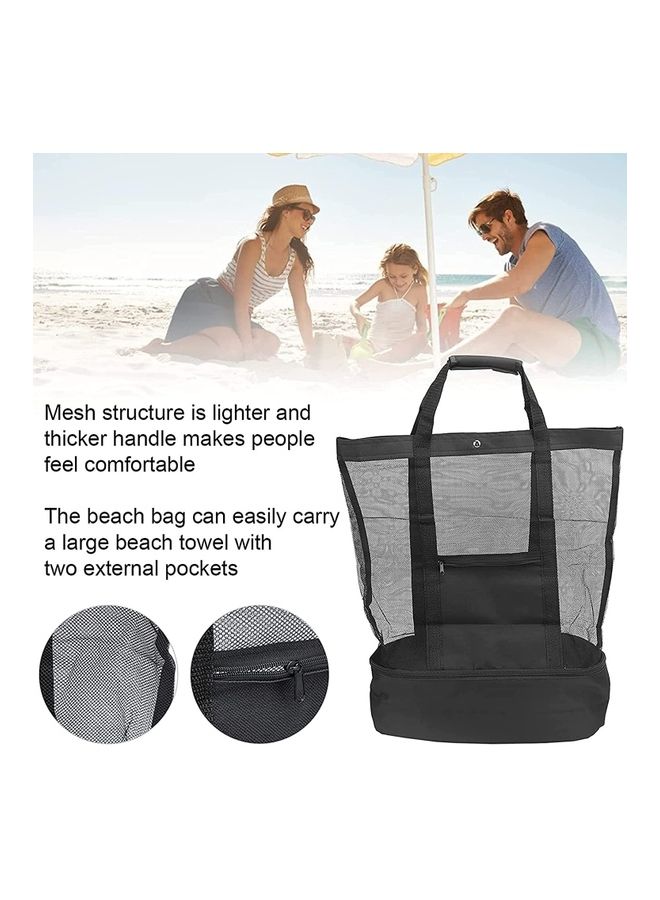 إسكدنيا حقيبة يد واسعة شبكية مزودة بجيب عازل للحرارة ومناسبة لقضاء الوقت على الشاطئ أو في نزهة - Image 4