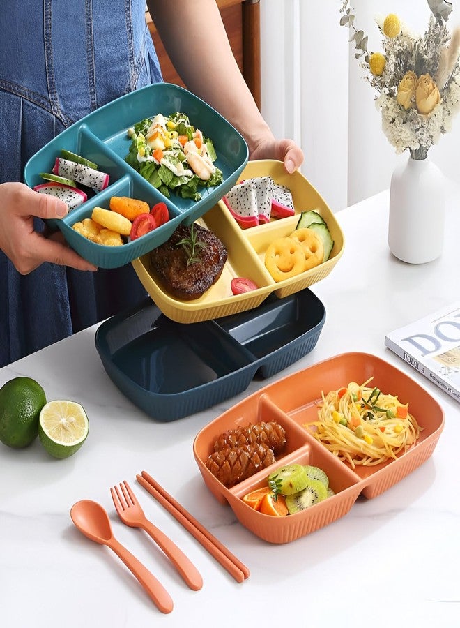 Amillee Wheat Straw Rectangular Divided Plates for Healthy Eating, 3 Sections Dinner Plates for Adults, Kids, Campers, and Portion Control, Microwave and Dishwasher Safe Dish (Pack of 4,Dark Green) - Image 5