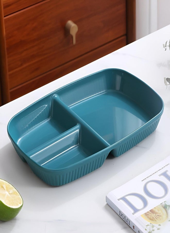 Amillee Wheat Straw Rectangular Divided Plates for Healthy Eating, 3 Sections Dinner Plates for Adults, Kids, Campers, and Portion Control, Microwave and Dishwasher Safe Dish (Pack of 4,Dark Green) - Image 3