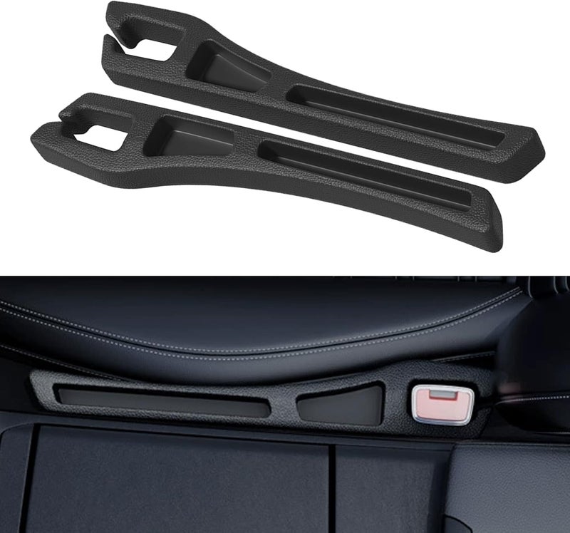 Alieemo Car Seat Gap Filler Organizer, 2PCS Multifunctional Vehicle Fill Gap Blocker with Storage Slot Between Seat & Console, Anti-Drop Auto Interior Organization, Universal Fit (Black) - Image 1