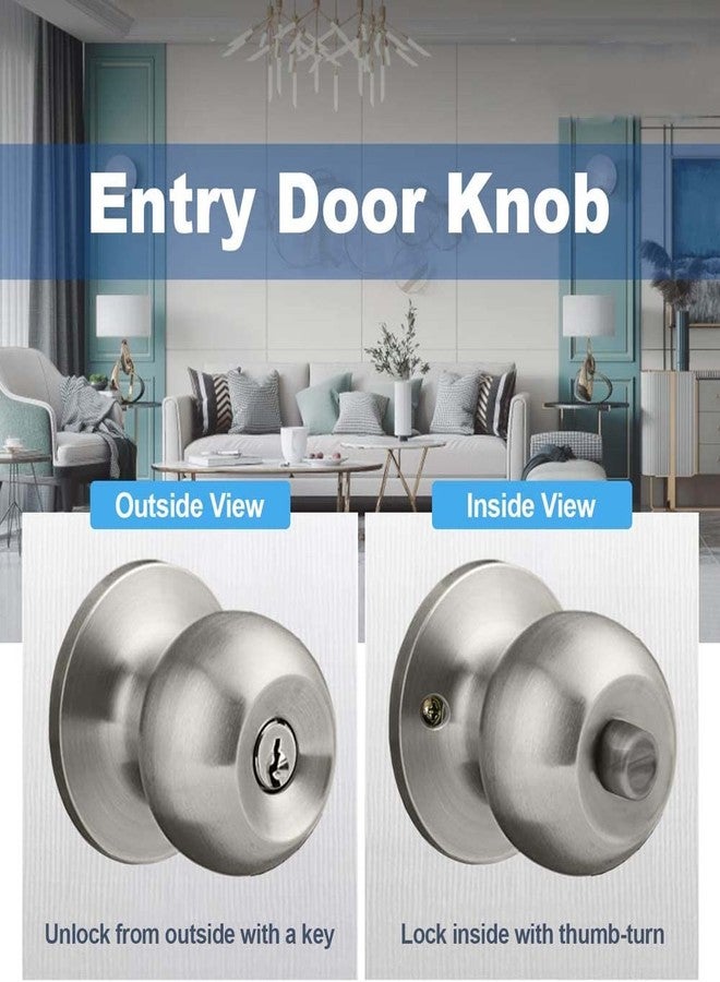 VOLO Stainless Steel Main Door Tubular Lockset with Keys, Entry Door Knob with Lock for Home and Office Security - Image 2