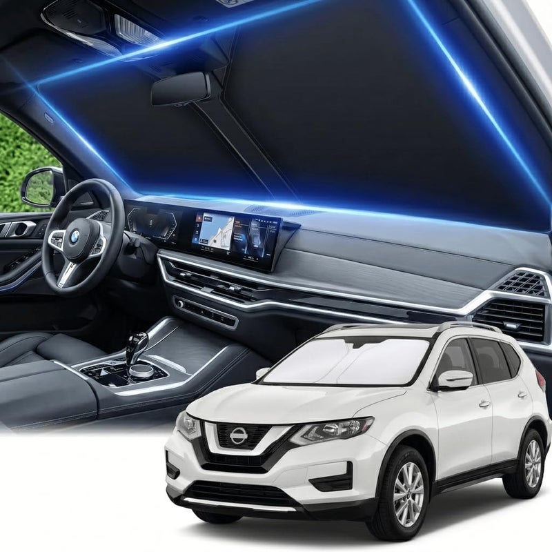 AuyNeas for Nissan Rogue 2014-2020 Windshield Sun Shade Front Window Shade Custom Fit Rogue Accessories Sun Visor Foldable Shade Blocks UV Rays Summer Must Have Car Accessories - Image 1
