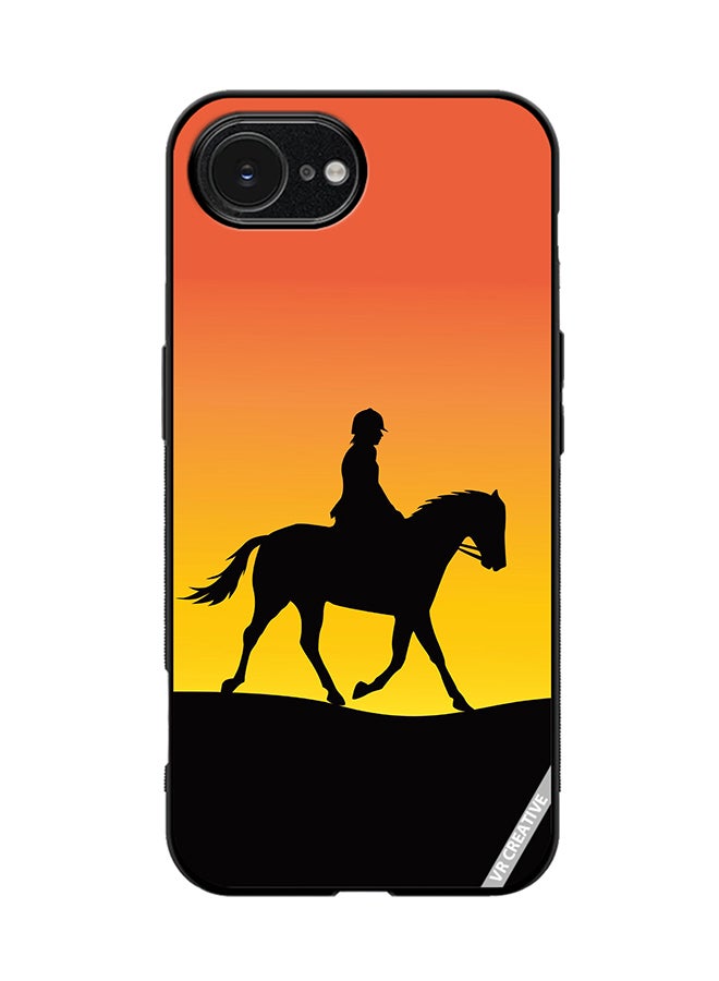 VR CREATIVE Protective Case Cover For Apple iPhone 16e Horse Man Silhouette Design Multicolour