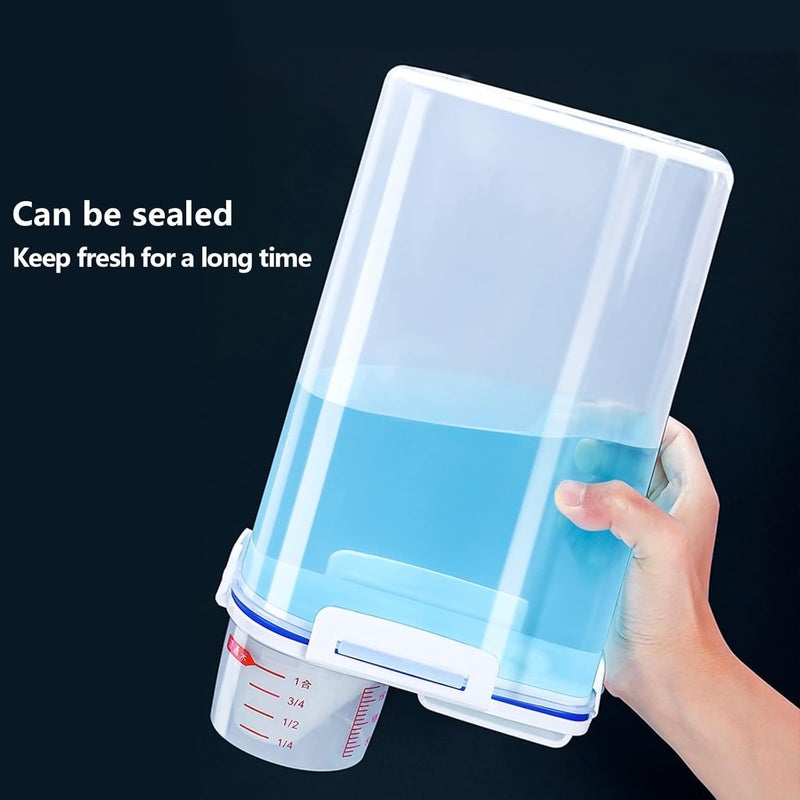jioko 5.5 Lbs Rice Airtight Dry Food Storage Container Set of 4, Rice Storage Bin Cereal Containers Dispenser, Thicken Plastic Clear Food Storage Box with Pouring Spout, Measring Cup for Grain, Flour Snacks - Image 2