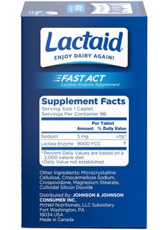 Fast Act Lactose Intolerance Relief Caplets With Lactase Enzyme, 96 Count - pzsku/Z63B6E39853B81E6FE5B1Z/45/_/1738060929/1b19b3fd-e746-45c6-82fd-c665bfbde255