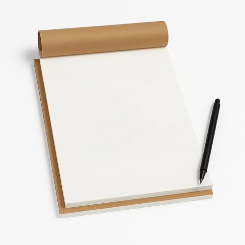 AccuPrints Notepad Blank White Notepad for Office and School Purpose with Kraft Paper Top Cover,90 Pages Size 9.5 x 7.25 inch with 90 Gsm Paper - Image 1