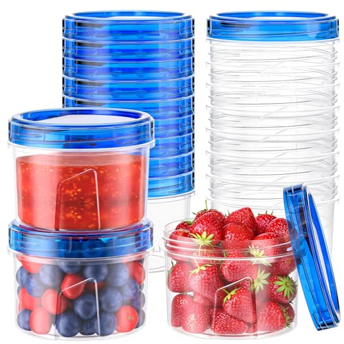 Winproper 12 Pack-16 OZ Freezer Storage Containers, Small Plastic Containers with Twist Top Lids, BPA Free Food Storage Containers, Reusable Soup Container Microwave/Dishwasher Safe - Image 1